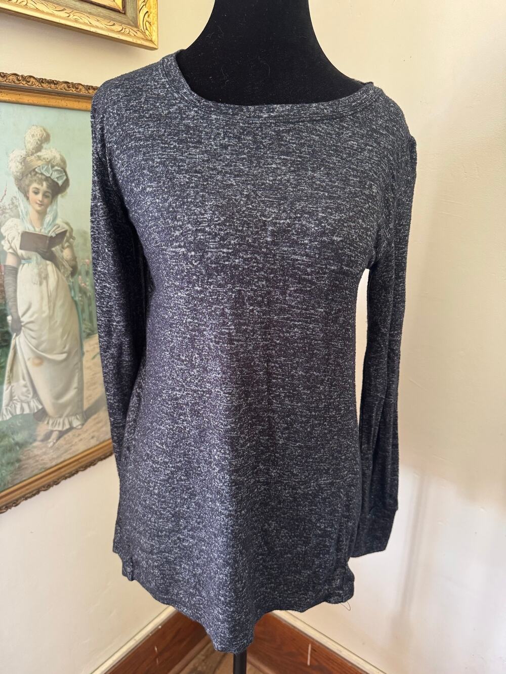 Cuddl Duds Soft Knit Tunic Top XS Gray Long Sleeve Heathered Stretch